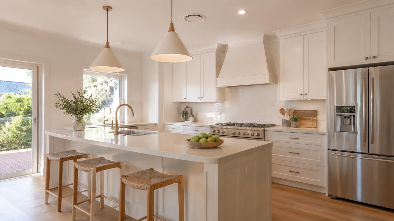 Renovated kitchen in a Logan family home with island bench and new cabinetry