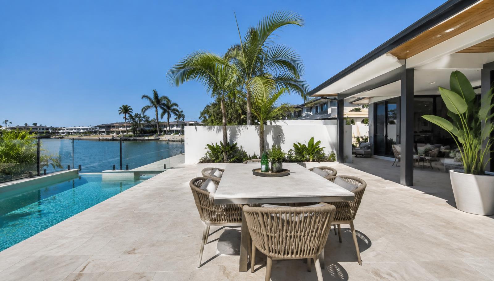 Paved pool surround at a Gold Coast home