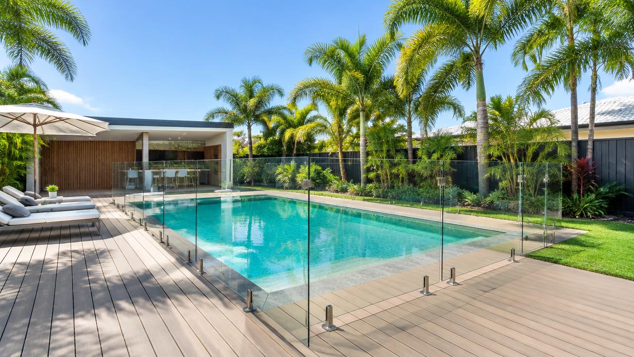 Composite pool decking surrounding an inground pool on the Gold Coast