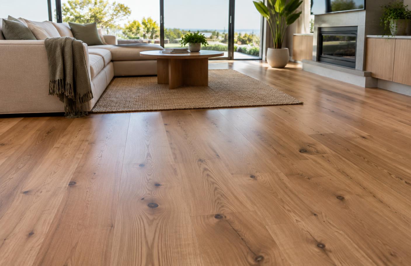 Natural timber flooring in a modern Australian living room